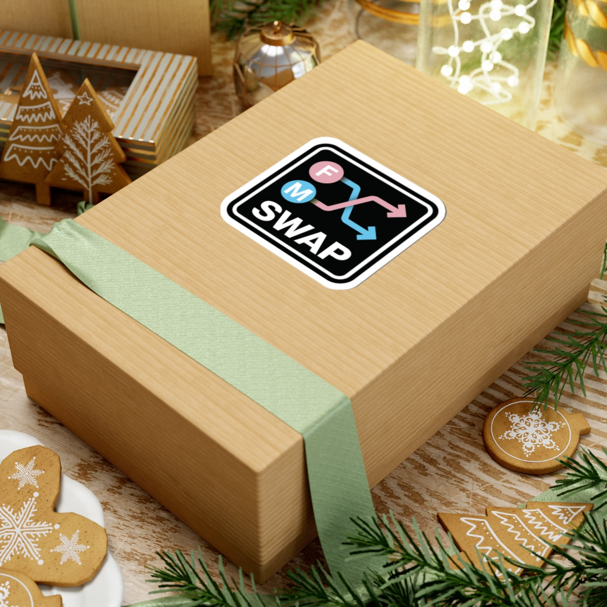 F/M Swap Kiss-Cut Sticker — Trans Pink & Blue Symbol Decal