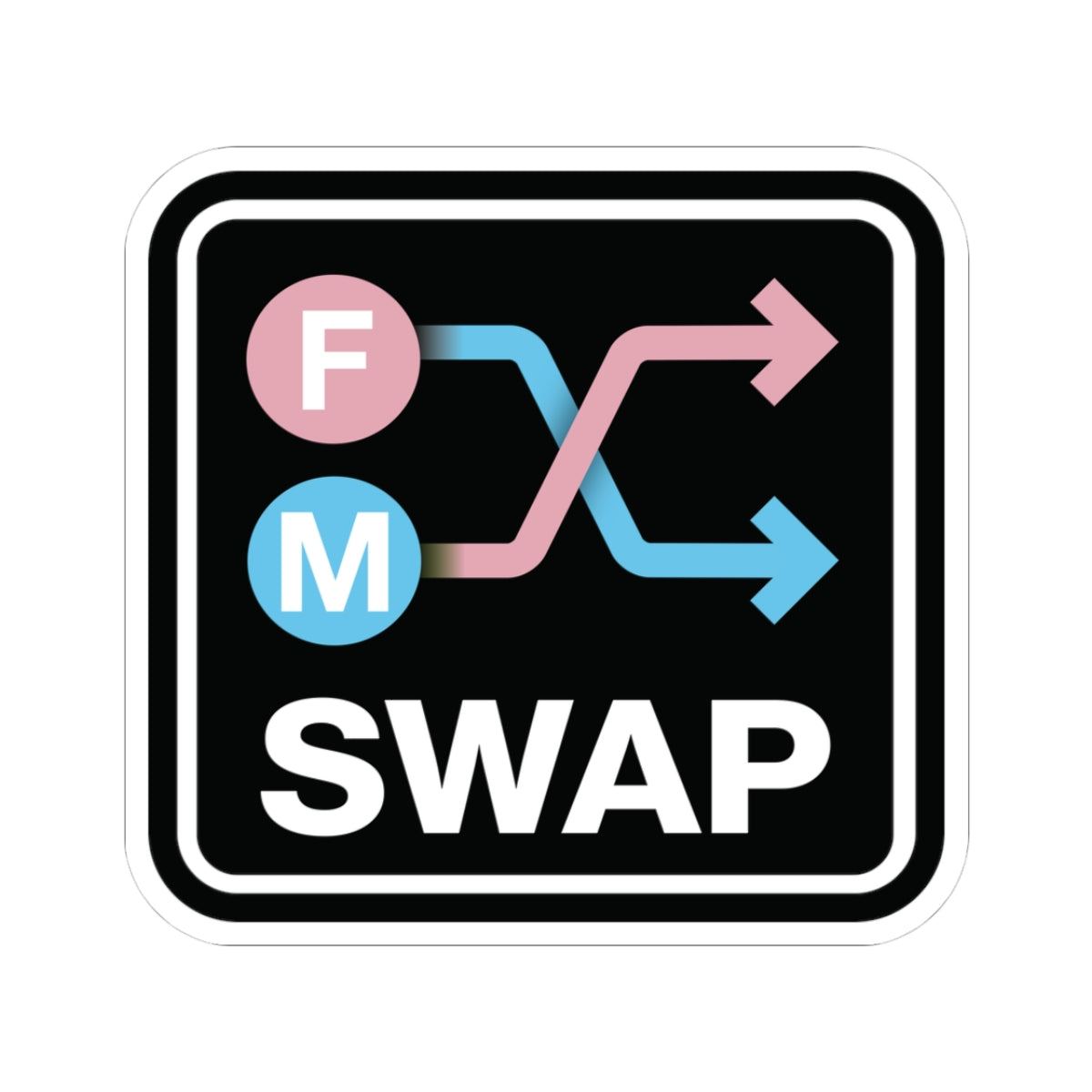 F/M Swap Kiss-Cut Sticker — Trans Pink & Blue Symbol Decal