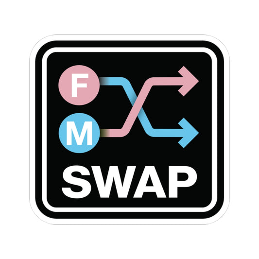 F/M Swap Kiss-Cut Sticker — Trans Pink & Blue Symbol Decal