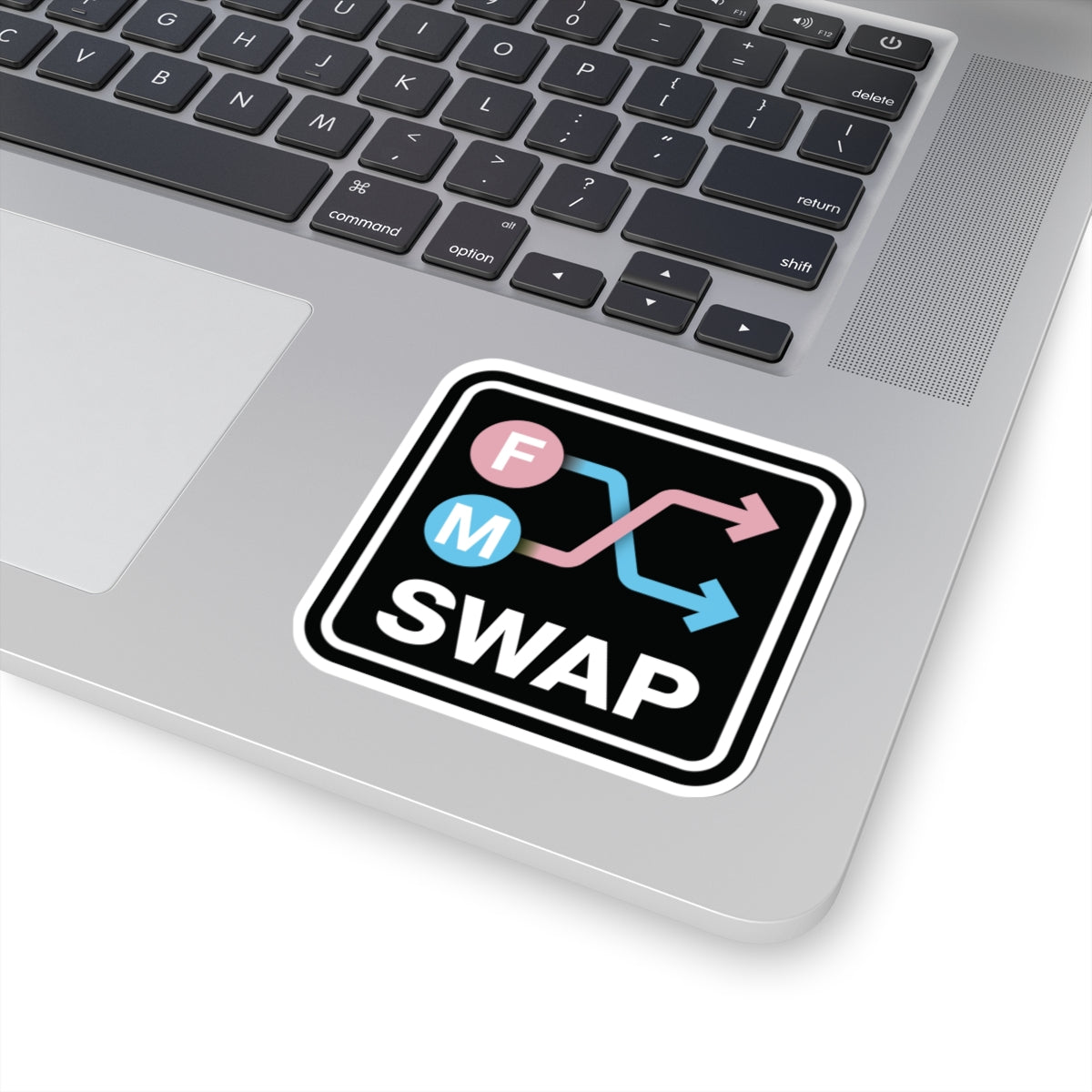 F/M Swap Kiss-Cut Sticker — Trans Pink & Blue Symbol Decal